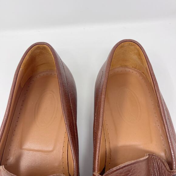 Faconnable Mens Size 12 Tan Brown Leather Square Toe Loafers Slip On Driver Shoe - Picture 6 of 11